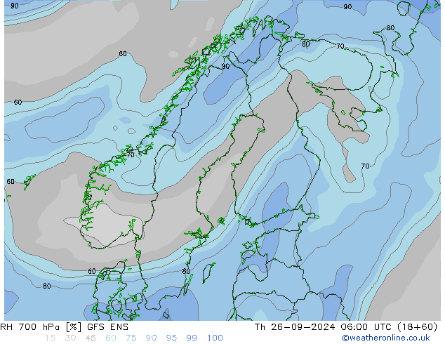 Humidité rel. 700 hPa GFS ENS jeu 26.09.2024 06 UTC