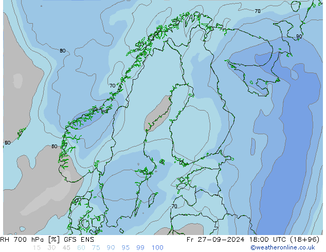 RH 700 hPa GFS ENS pt. 27.09.2024 18 UTC