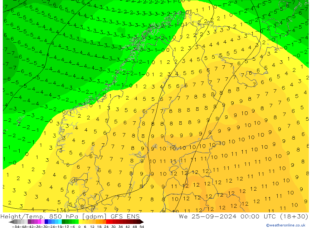 Height/Temp. 850 hPa GFS ENS  25.09.2024 00 UTC