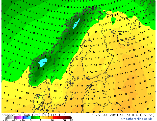 Höchstwerte (2m) GFS ENS Do 26.09.2024 00 UTC