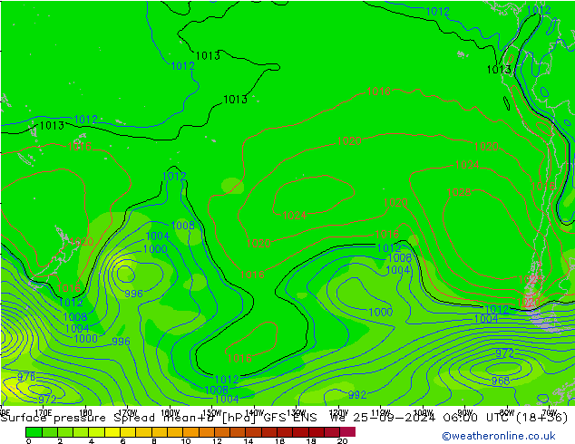 приземное давление Spread GFS ENS ср 25.09.2024 06 UTC