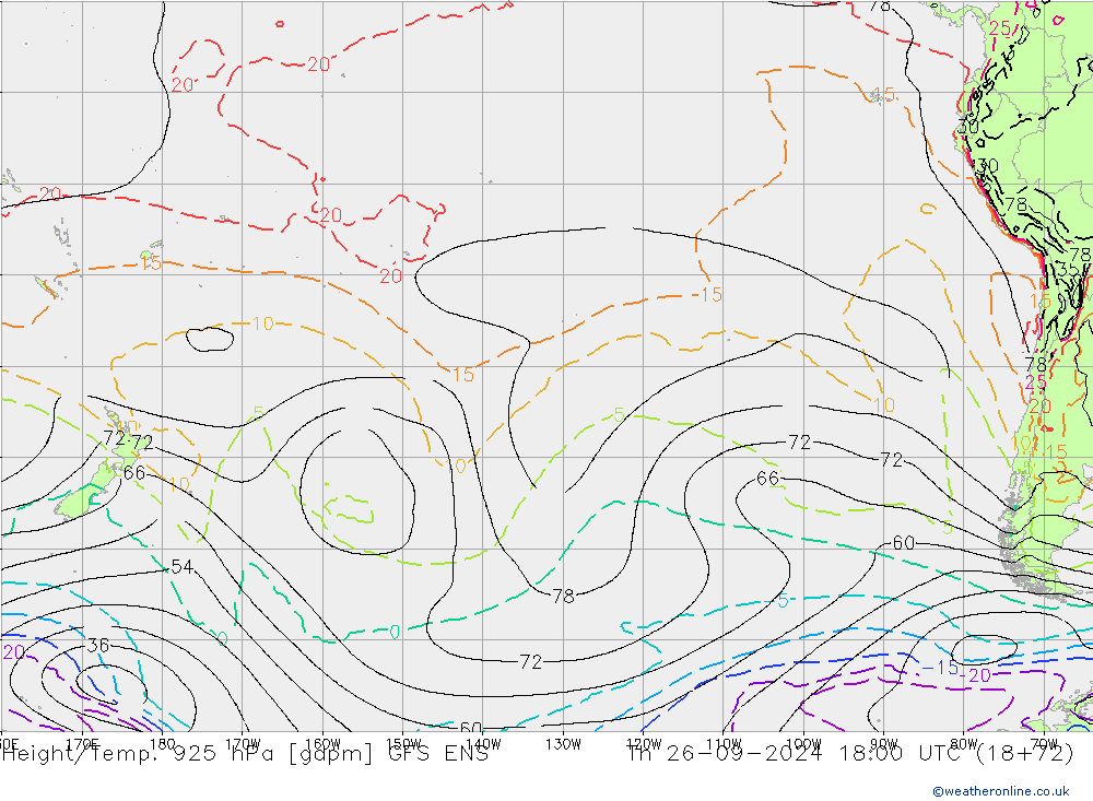 Height/Temp. 925 hPa GFS ENS Qui 26.09.2024 18 UTC