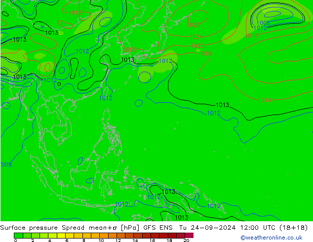 pression de l'air Spread GFS ENS mar 24.09.2024 12 UTC