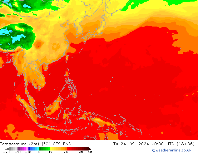 Temperature (2m) GFS ENS Tu 24.09.2024 00 UTC