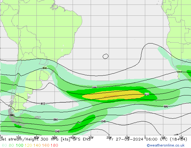 Corriente en chorro GFS ENS vie 27.09.2024 06 UTC