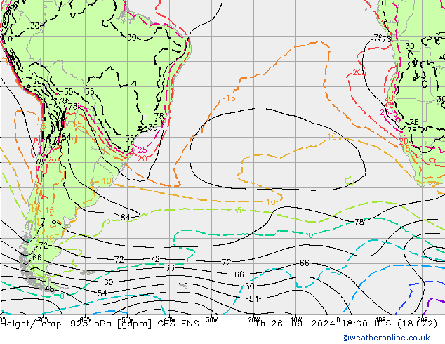 Height/Temp. 925 hPa GFS ENS  26.09.2024 18 UTC