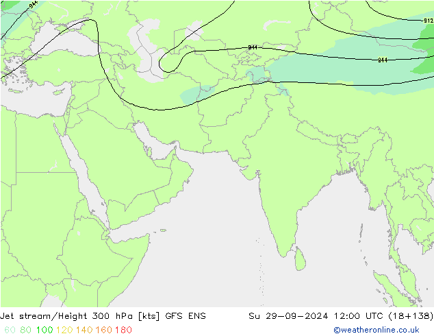 Jet stream/Height 300 hPa GFS ENS Su 29.09.2024 12 UTC