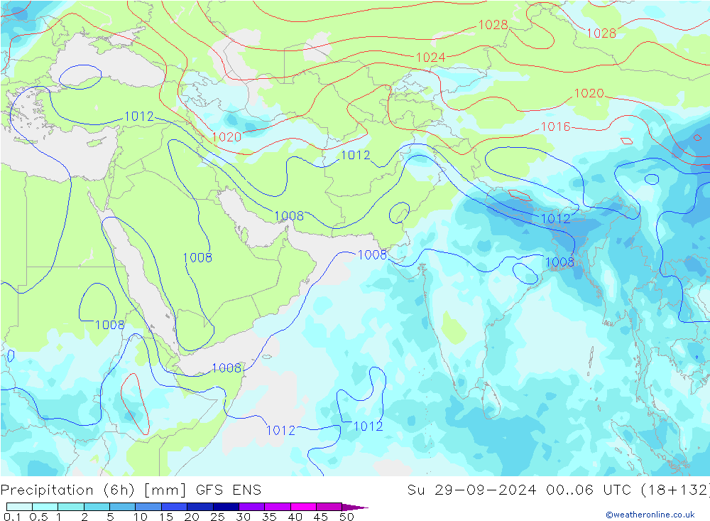 Précipitation (6h) GFS ENS dim 29.09.2024 06 UTC