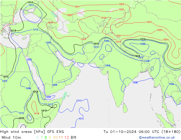 High wind areas GFS ENS Tu 01.10.2024 06 UTC