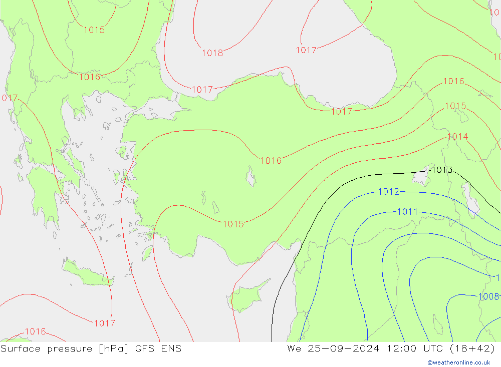 Surface pressure GFS ENS We 25.09.2024 12 UTC