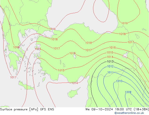 Surface pressure GFS ENS We 09.10.2024 18 UTC