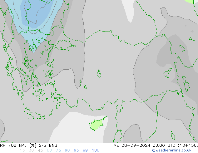 RH 700 hPa GFS ENS lun 30.09.2024 00 UTC