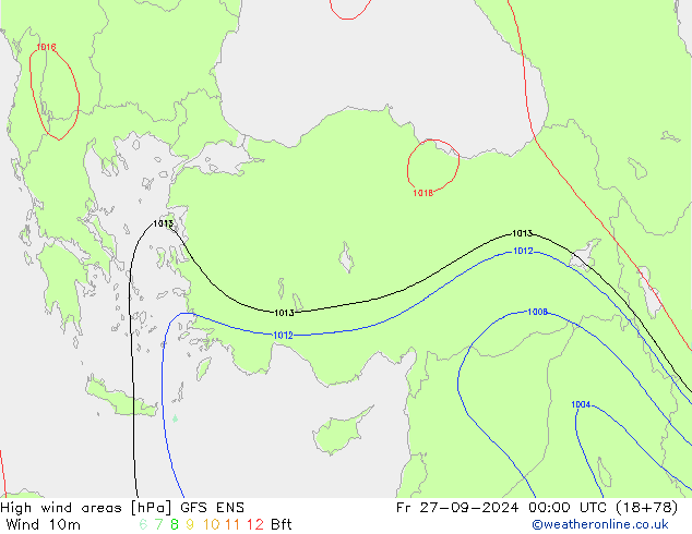 High wind areas GFS ENS ven 27.09.2024 00 UTC