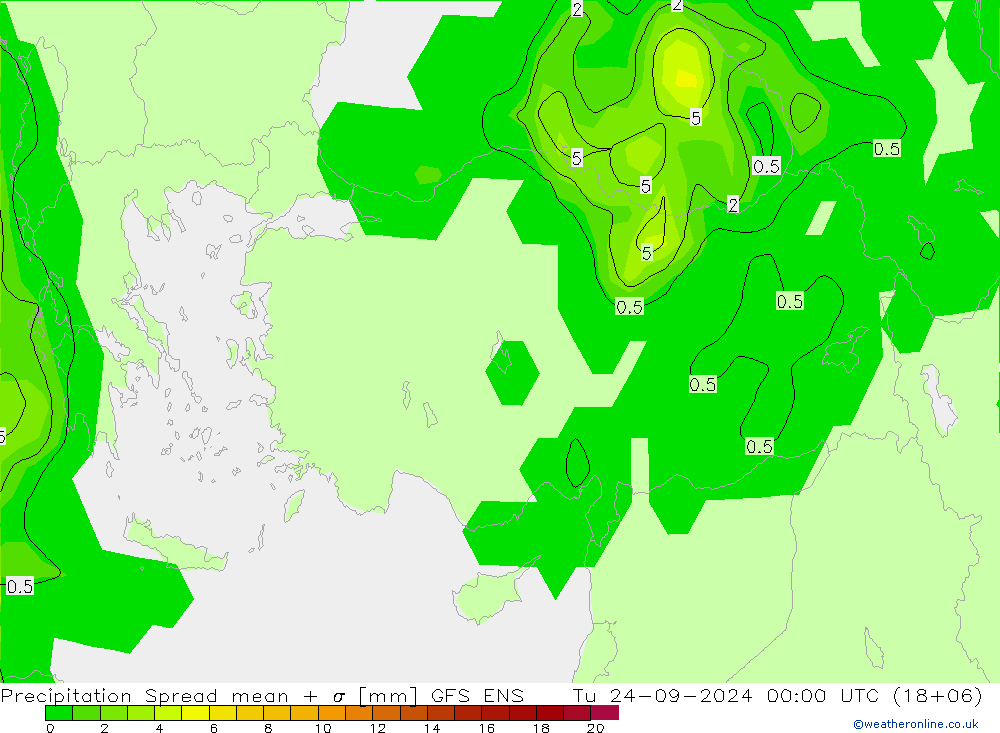 precipitação Spread GFS ENS Ter 24.09.2024 00 UTC