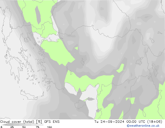 Cloud cover (total) GFS ENS Tu 24.09.2024 00 UTC