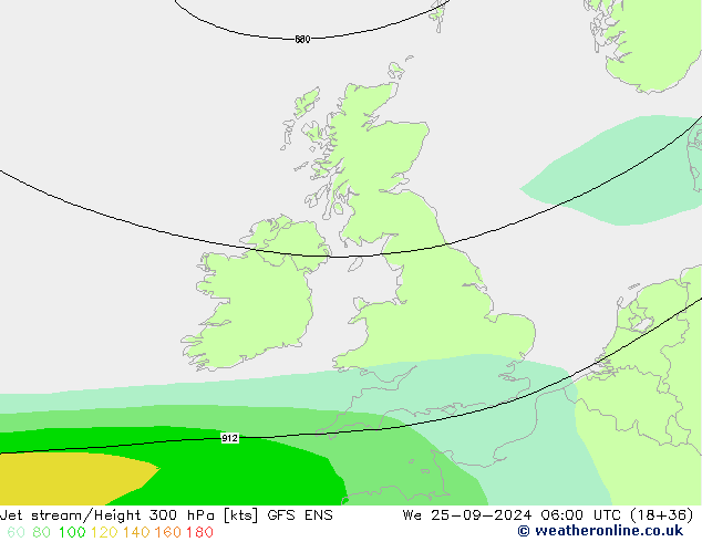 Corrente a getto GFS ENS mer 25.09.2024 06 UTC