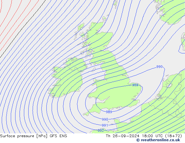 Presión superficial GFS ENS jue 26.09.2024 18 UTC