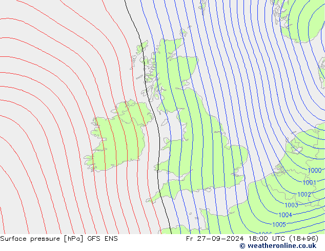 Surface pressure GFS ENS Fr 27.09.2024 18 UTC