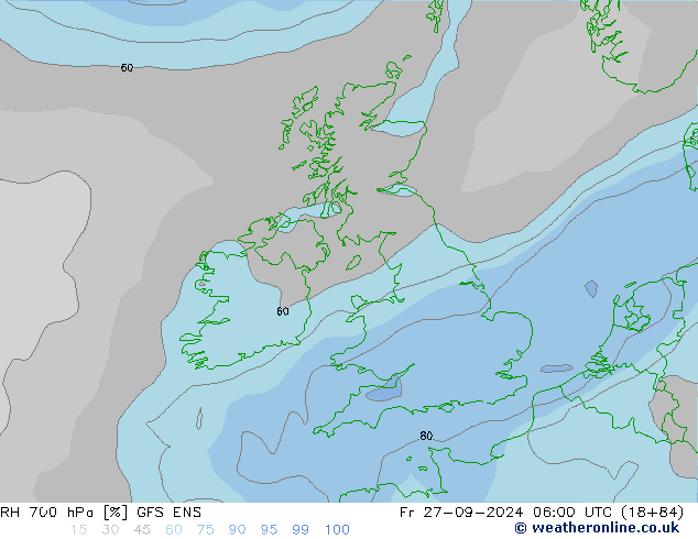 RH 700 hPa GFS ENS Fr 27.09.2024 06 UTC