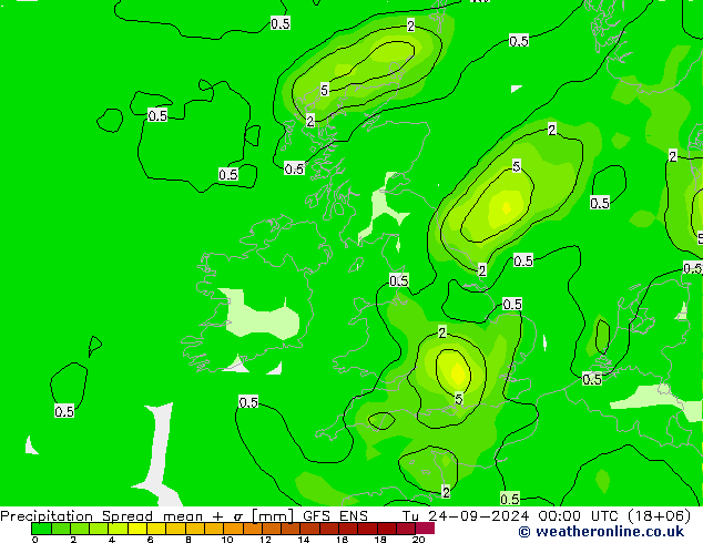 Precipitation Spread GFS ENS Tu 24.09.2024 00 UTC