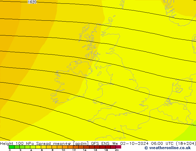 Height 100 гПа Spread GFS ENS ср 02.10.2024 06 UTC