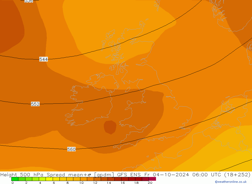 Height 500 hPa Spread GFS ENS pt. 04.10.2024 06 UTC