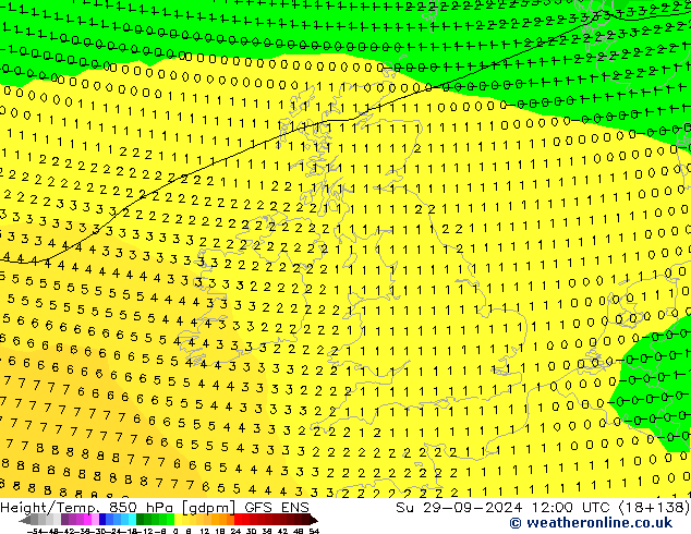 Height/Temp. 850 hPa GFS ENS Su 29.09.2024 12 UTC