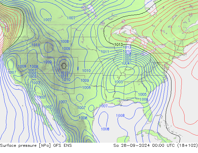 Surface pressure GFS ENS Sa 28.09.2024 00 UTC