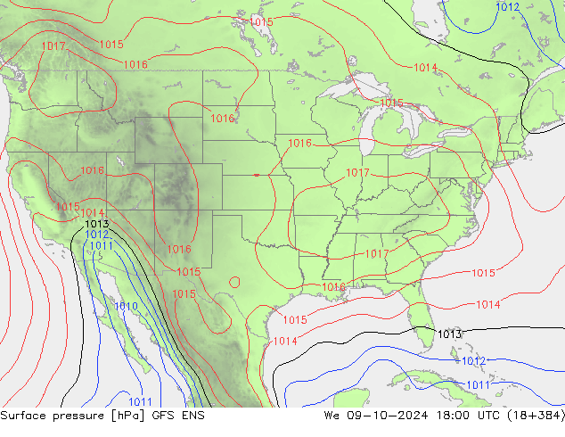 Pressione al suolo GFS ENS mer 09.10.2024 18 UTC