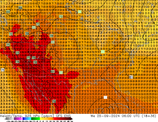 Height/Temp. 925 hPa GFS ENS We 25.09.2024 06 UTC