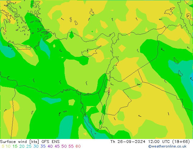 ветер 10 m GFS ENS чт 26.09.2024 12 UTC