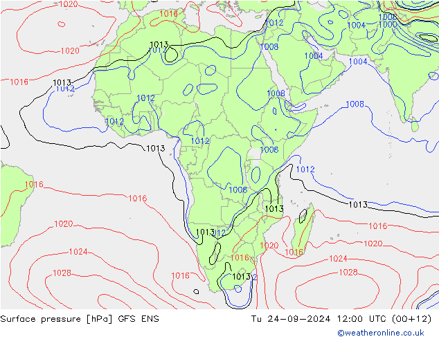 приземное давление GFS ENS вт 24.09.2024 12 UTC