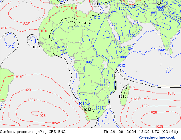 Pressione al suolo GFS ENS gio 26.09.2024 12 UTC