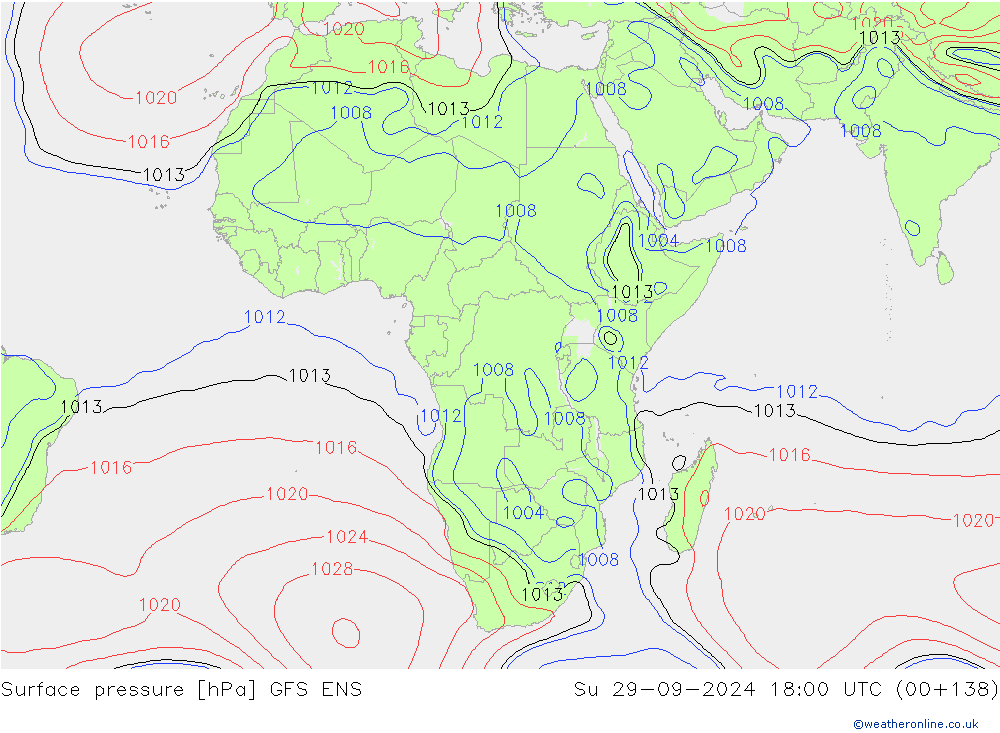 Surface pressure GFS ENS Su 29.09.2024 18 UTC