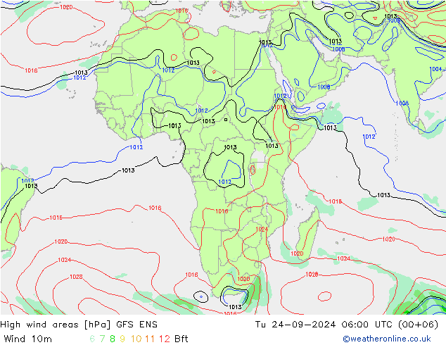 High wind areas GFS ENS Tu 24.09.2024 06 UTC