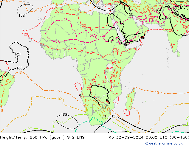 Height/Temp. 850 гПа GFS ENS пн 30.09.2024 06 UTC