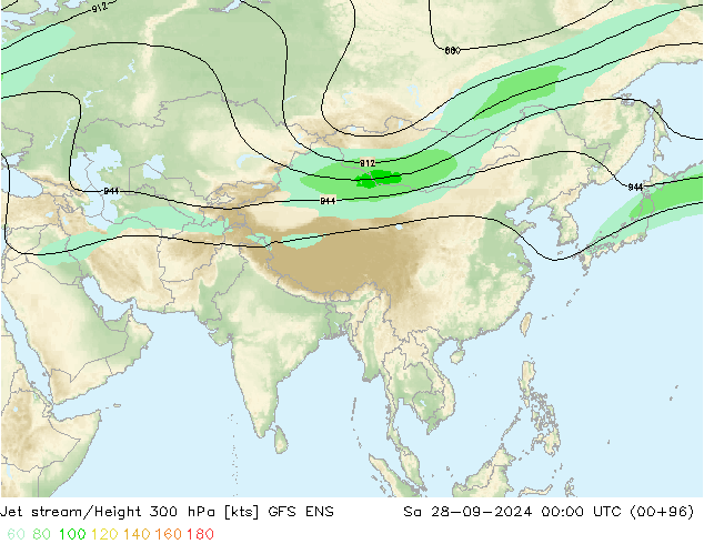 Jet stream/Height 300 hPa GFS ENS So 28.09.2024 00 UTC