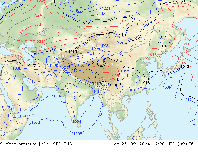 Pressione al suolo GFS ENS mer 25.09.2024 12 UTC