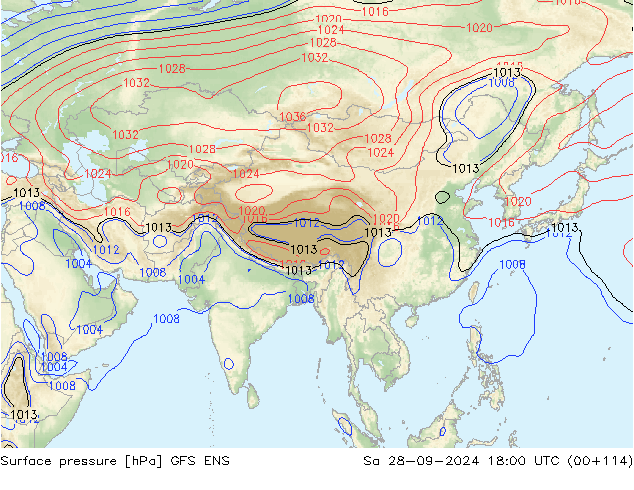 pression de l'air GFS ENS sam 28.09.2024 18 UTC