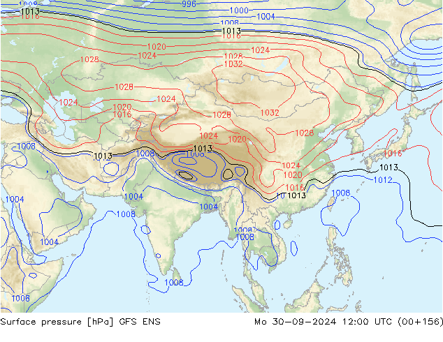 Surface pressure GFS ENS Mo 30.09.2024 12 UTC