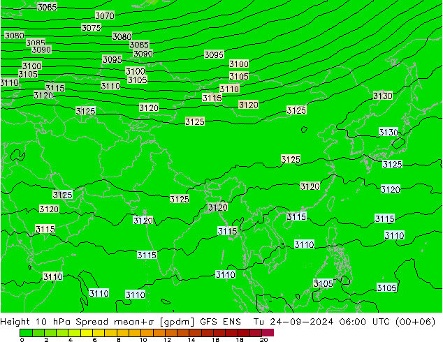 Height 10 гПа Spread GFS ENS вт 24.09.2024 06 UTC