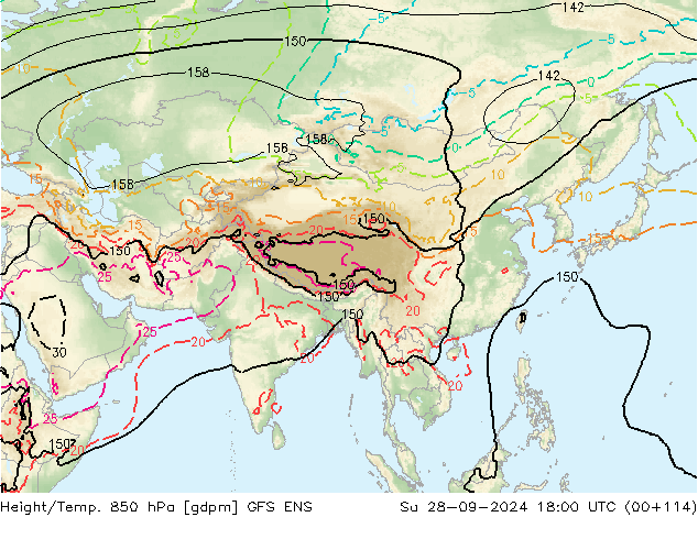 Height/Temp. 850 hPa GFS ENS Sa 28.09.2024 18 UTC