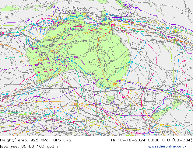 Height/Temp. 925 hPa GFS ENS Th 10.10.2024 00 UTC