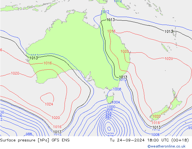 Surface pressure GFS ENS Tu 24.09.2024 18 UTC