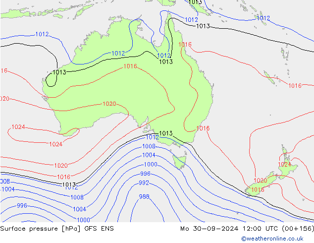 pression de l'air GFS ENS lun 30.09.2024 12 UTC