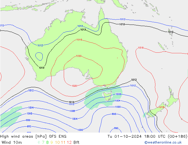 High wind areas GFS ENS Tu 01.10.2024 18 UTC