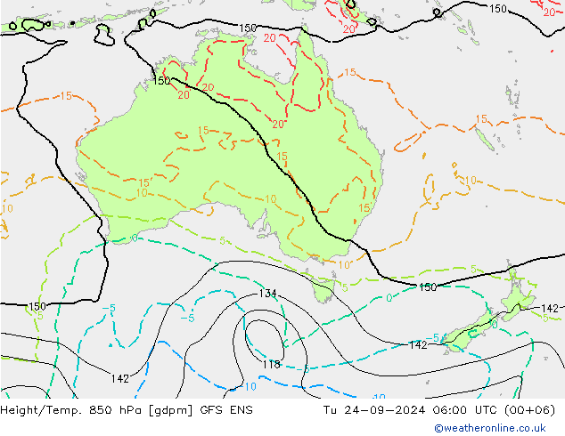 Géop./Temp. 850 hPa GFS ENS mar 24.09.2024 06 UTC