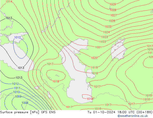 Yer basıncı GFS ENS Sa 01.10.2024 18 UTC