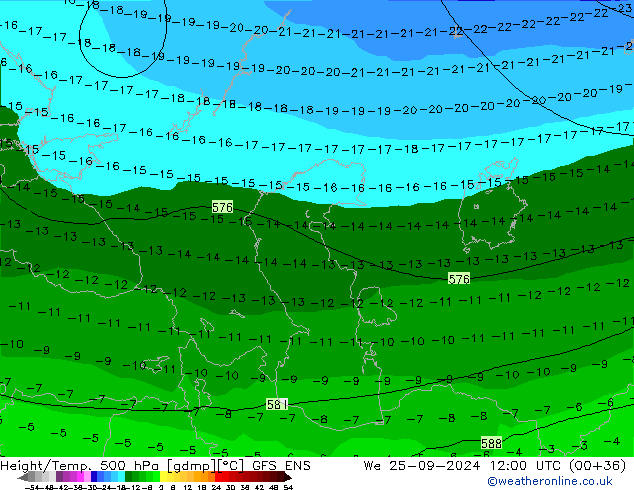 Height/Temp. 500 гПа GFS ENS ср 25.09.2024 12 UTC