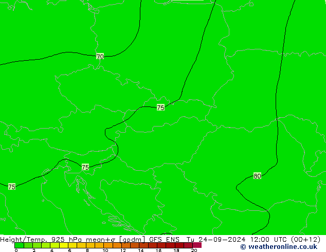 Yükseklik/Sıc. 925 hPa GFS ENS Sa 24.09.2024 12 UTC